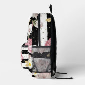 花、蝶とストライプ花 プリントバックパック (右)