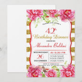 花 誕生日パーティー 招待状 (正面/裏面)