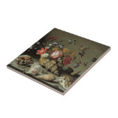 花・貝殻・昆虫バルタサール・ファン・デル・アスト タイル (側面)