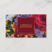 花(赤い正方形の金ゴールド枠) 名刺 (正面)