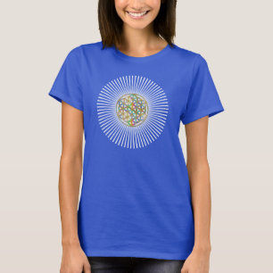 花 – 金ゴールドカラフルと白い光線 Tシャツ