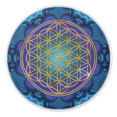 花 – 金ゴールド – フラクタル1 セラミックノブ (正面)