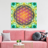 花 – 金ゴールド – フラクタル2 キャンバスプリント (インサイチュ (リビング))