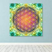 花 – 金ゴールド – フラクタル2 キャンバスプリント (インサイチュ (ウッドフロア))