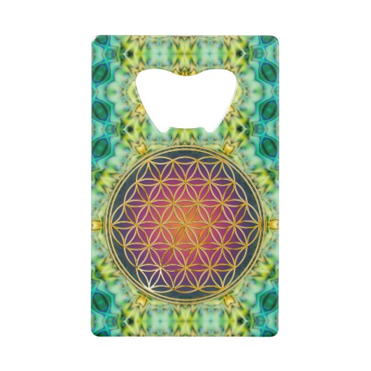 花 – 金ゴールド – フラクタル2 クレジットカード栓抜き (正面)