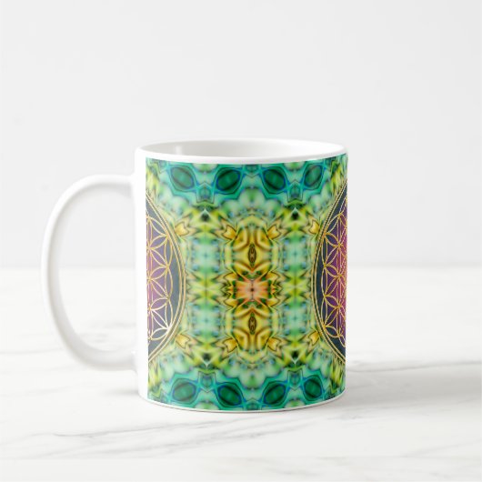 花 – 金ゴールド – フラクタル2 コーヒーマグカップ (左)