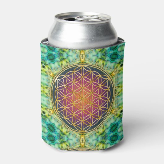 花 – 金ゴールド – フラクタル2 缶クーラー (缶正面)