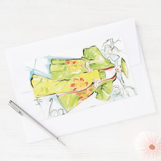 花 長方形シール (封筒)