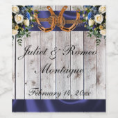 花、馬蹄形、ブルーリボン ワインラベル (シングルラベル)