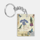 花、鳥および蝶のヴィンテージの花束 キーホルダー (正面左)