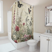 花、鳥と蝶の年齢の高い紙(2) シャワーカーテン (インサイチュ)