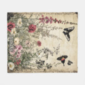 花、鳥と蝶の年齢の高い紙(2) フリースブランケット (正面(横))