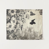 花、鳥と蝶の年齢の高い紙(3) タペストリー (正面(横))