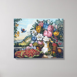 花 鳥 フルーツ 静物画 キャンバスプリント