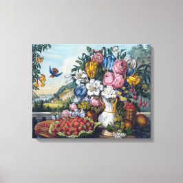 花 鳥 フルーツ 静物画 キャンバスプリント