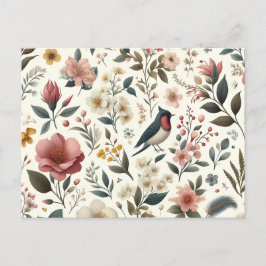 花,鳥,植物,植物学,花弁,織物,器官 インビテーションポストカード