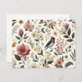 花，鳥，植物，植物学，花弁，織物，器官 インビテーションポストカード (正面/裏面)