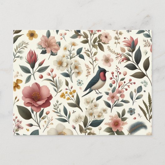 花，鳥，植物，植物学，花弁，織物，器官 インビテーションポストカード (正面)
