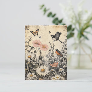 花、鳥、蝶の年齢の高い紙(1) ポストカード