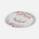 花&鹿〔雄ジカの〕枝角ウェディング素朴パーティーイベント ペーパープレート (アングル)