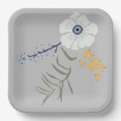 花 黄色 青色 植物学 イベント ペーパープレート (正面)