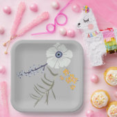 花 黄 青 ボタニカル イベント ペーパープレート (パーティー)