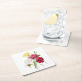 花： A008カーネーション –  スクエアペーパーコースター (インサイチュ)