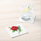 花： A010 Dhalia Doble - スクエアペーパーコースター (インサイチュ)