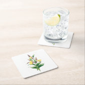 花： A011イエローレディースリッパ –  スクエアペーパーコースター (インサイチュ)