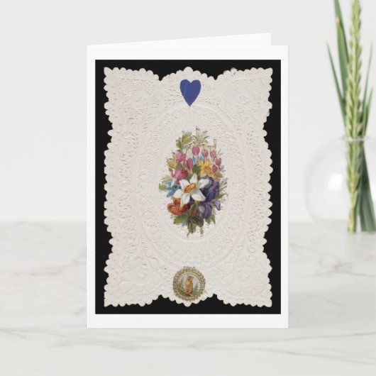 花、c.1840 (色lを描写するバレンタインカード シーズンカード (正面)