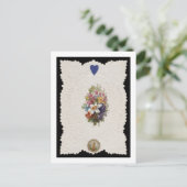 花、c.1840 (色lを描写するバレンタインカード シーズンポストカード (スタンド正面)