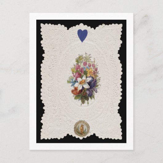 花、c.1840 (色lを描写するバレンタインカード シーズンポストカード (正面)