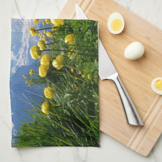 花 | Eiger Monch Swiss Alps キッチンタオル (四つ折り)