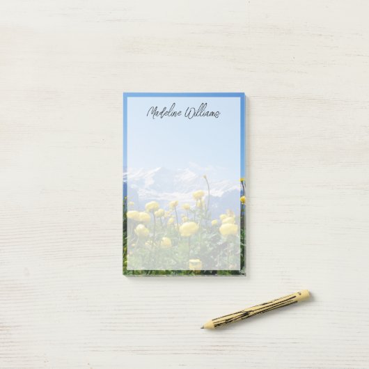 花 | Eiger Monch Swiss Alps ポストイット (デスク上)