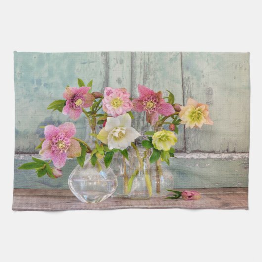 花 | Hellebores in Vases キッチンタオル (横)
