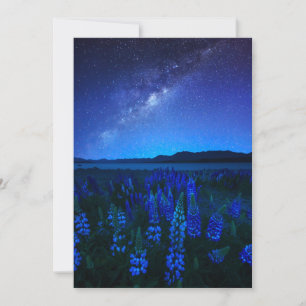 花 Lupines Blooming at Night Lake Tekapo サンキューカード