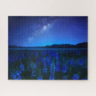 花   Lupines Blooming at Night Lake Tekapo ジグソーパズル