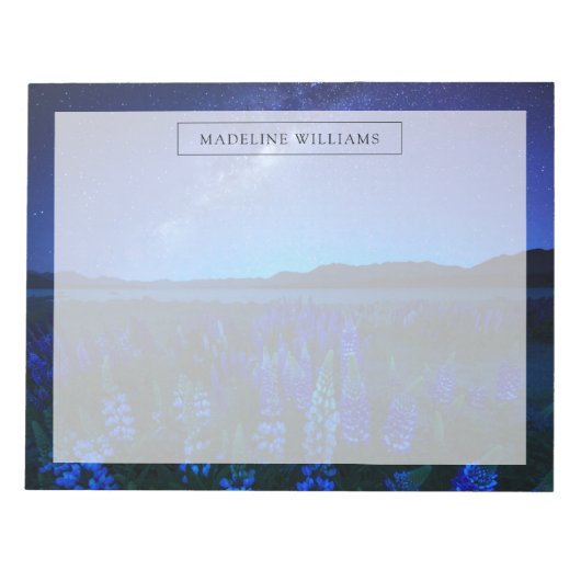 花 | Lupines Blooming at Night Lake Tekapo ノートパッド (正面)
