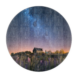 花 Lupines Blooming Lake Tekapo New Zealand カッティングボード