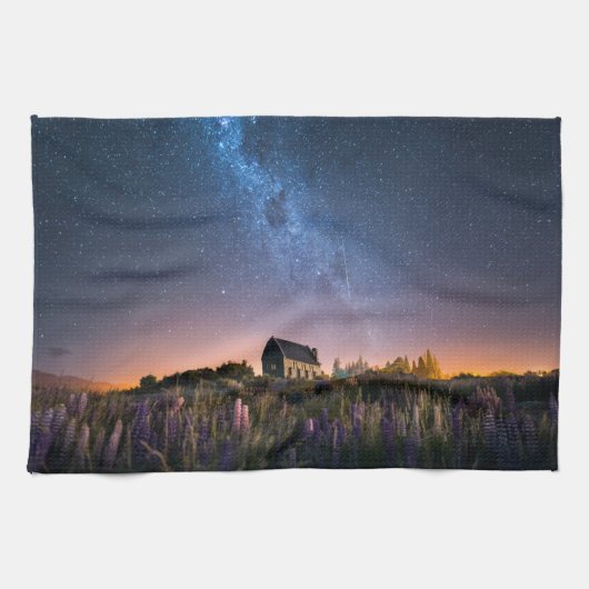 花 | Lupines Blooming Lake Tekapo New Zealand キッチンタオル (横)