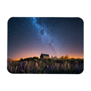 花 Lupines Blooming Lake Tekapo New Zealand マグネット
