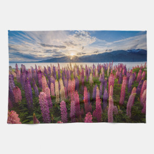 花 Lupines New Zealand キッチンタオル