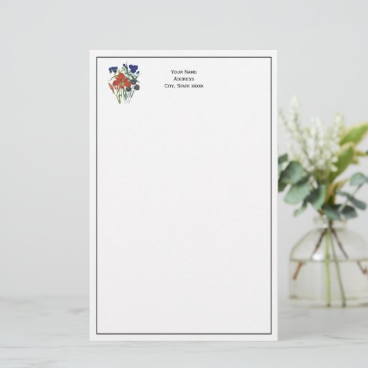 花 – NavyBlue - TRANS - Fl8878 - 024 便箋 (スタンド正面)