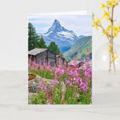 花 Summer Matterhorn Switzerland カード (黄色い花)