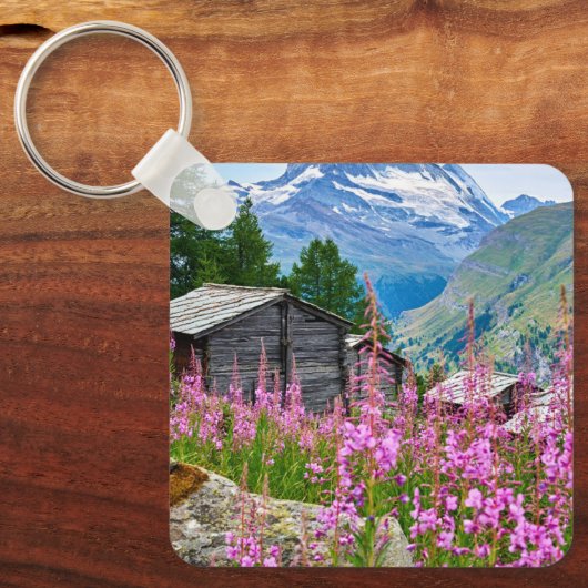 花 Summer Matterhorn Switzerland キーホルダー (正面)