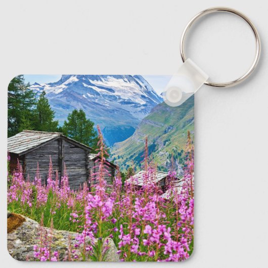 花 Summer Matterhorn Switzerland キーホルダー (裏面)