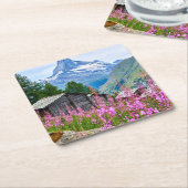 花 Summer Matterhorn Switzerland スクエアペーパーコースター (アングル)