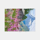 花 Summer Matterhorn Switzerland フリースブランケット (正面(横))