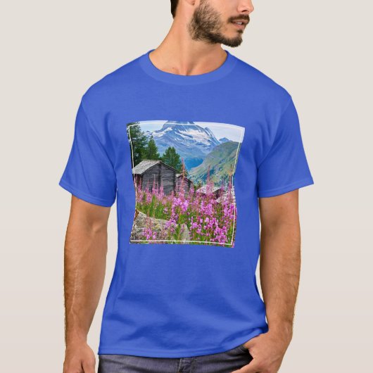 花 Summer Matterhorn Switzerland Tシャツ (正面)