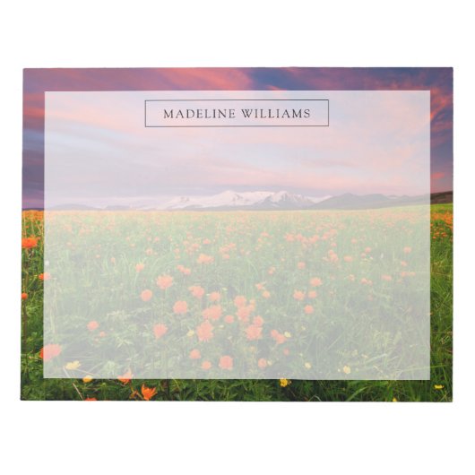 花 | Wildflower Field雪をかぶった山々 ノートパッド (正面)